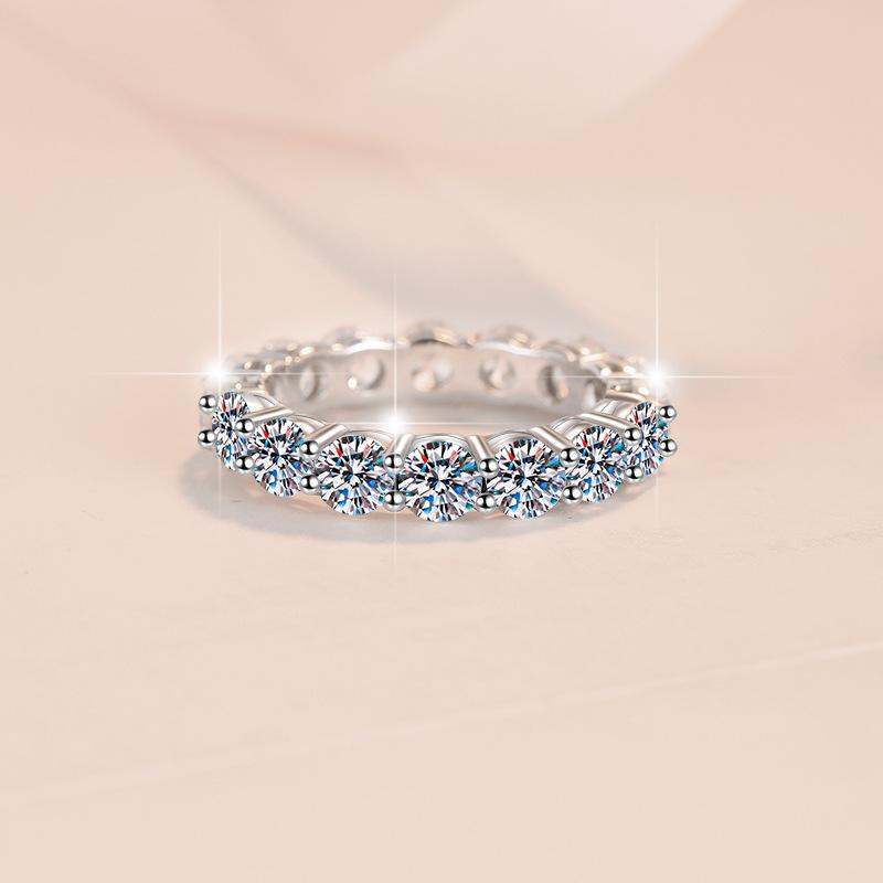 S925 Sterling Silver Band Ring Synthetic Moissanite Ring 4mm-171(35%)