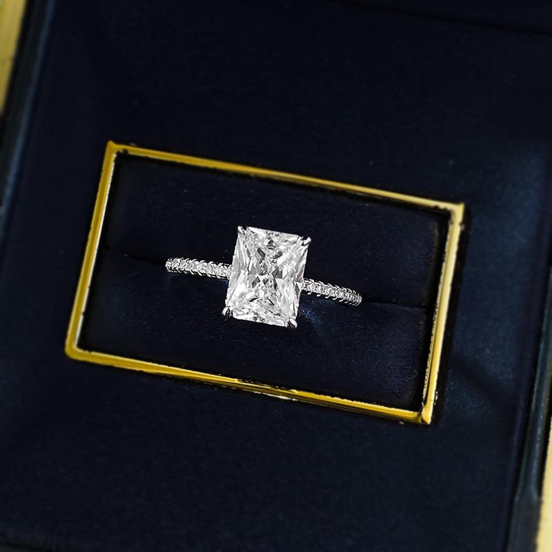 S925 Sterling Silver Rectangular 7*9mm 6A Cubic Zirconia Ring-443(25%)