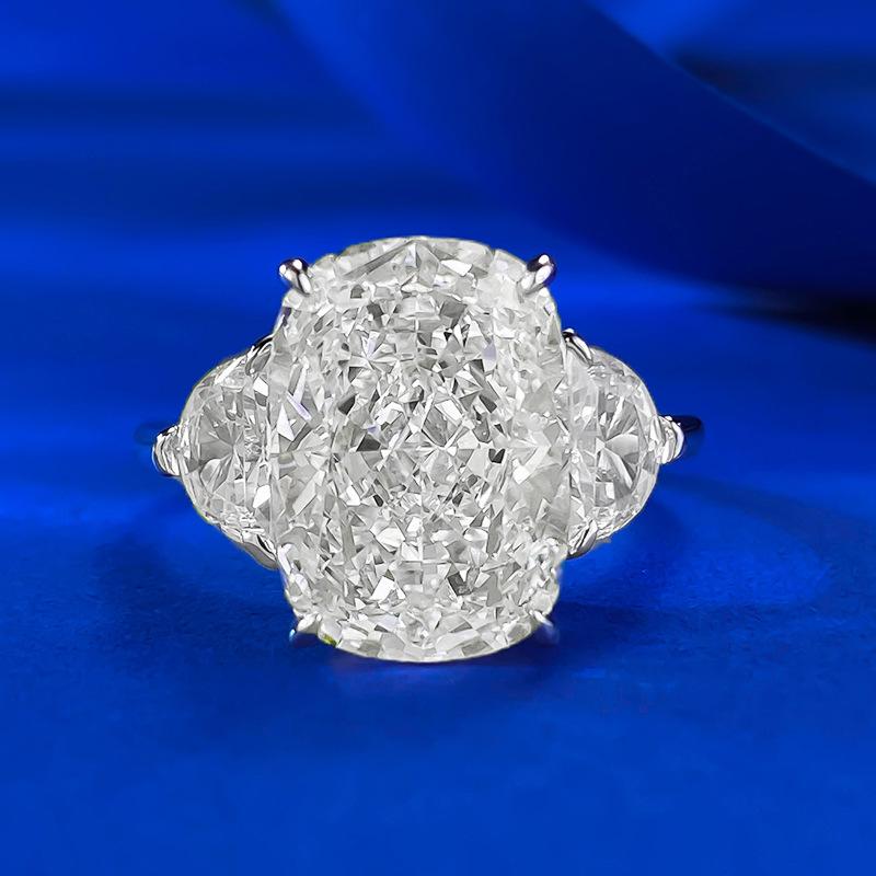 S925 Sterling Silver Ice Flower Cut Pigeon eggs Ring 9*13 8A Cubic Zirconia Ring fashion jewelry accessory woman girl promise ring-363(35%)