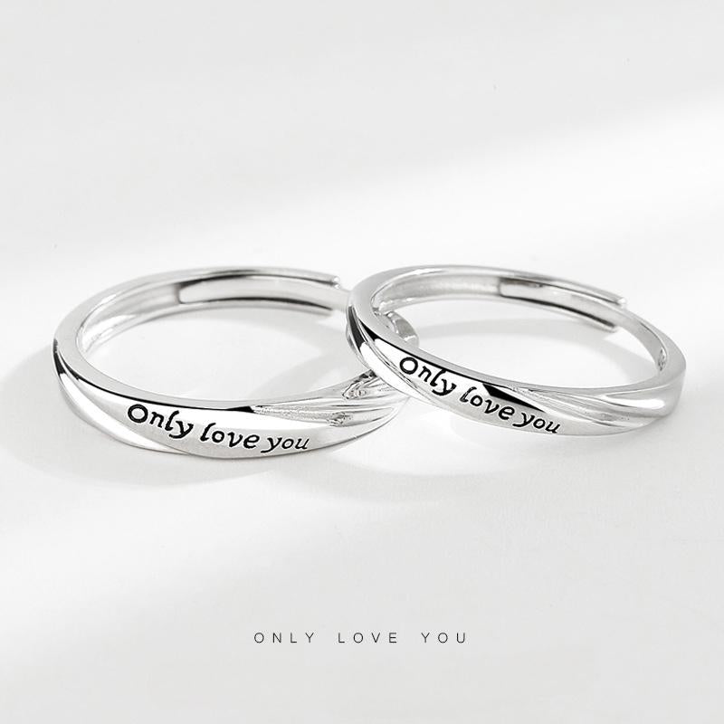 S925 Sterling Silver casual English Letter Couple Ring-557 jewellery  with  meaning(45%)