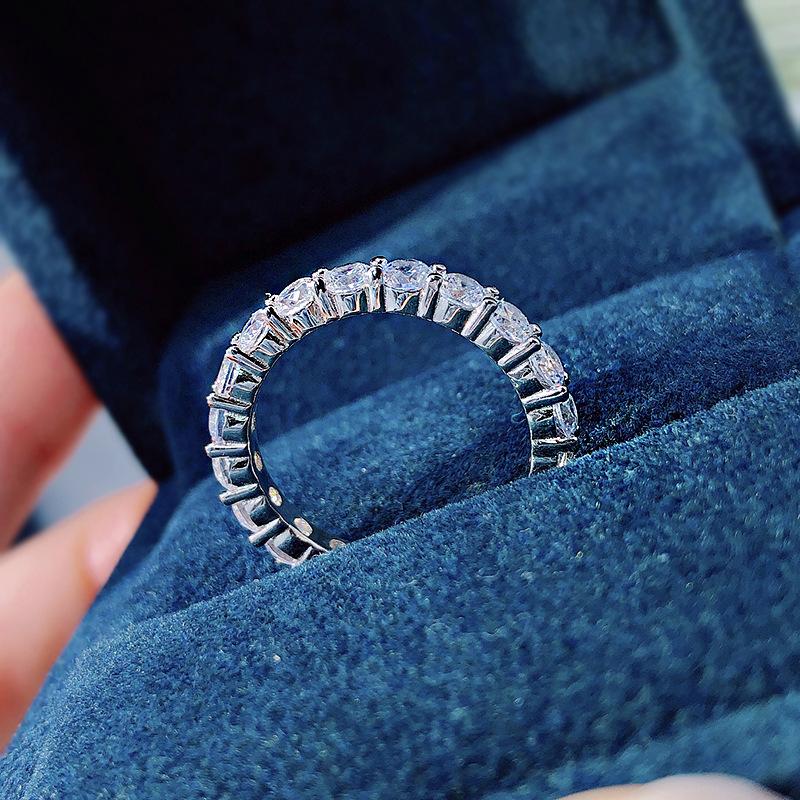 S925 Sterling Silver Row Band Ring 6A Cubic Zirconia Ring fashion jewelry accessory woman girl promise ring-410(35%)