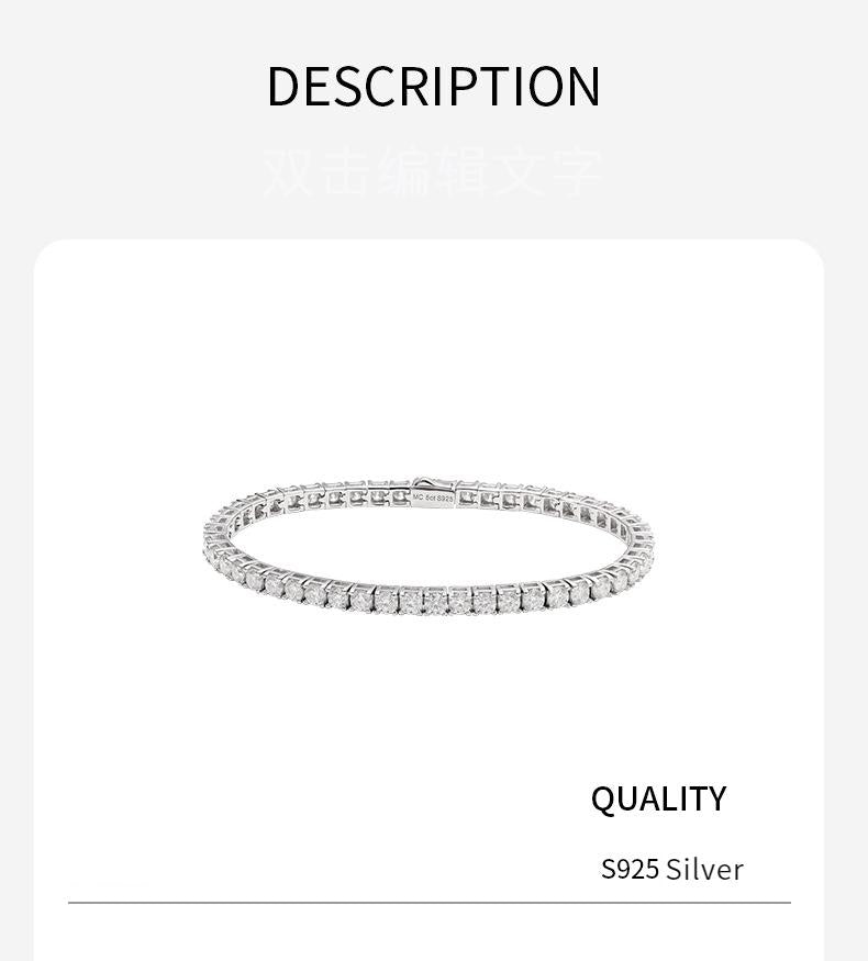 S925 Sterling Silver Synthetic Moissanite Tennis Bracelet-302(1%)