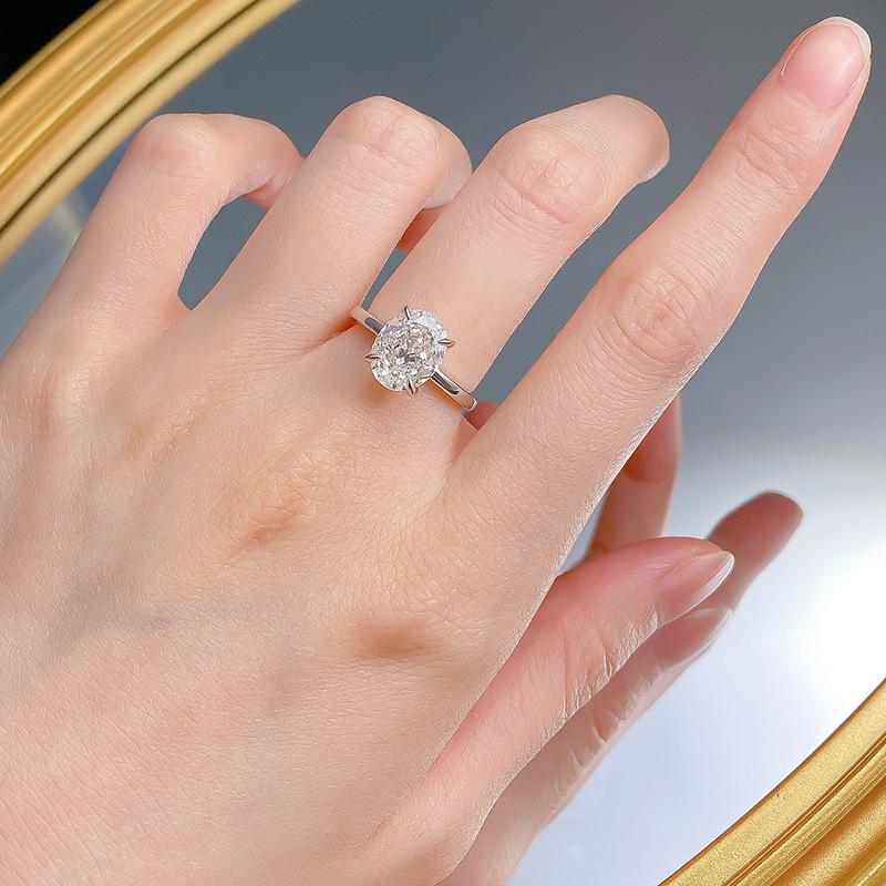 S925 Silver Oval Ice Flower Cut Oval Ring 8 * 10mm 8A Cubic Zirconia Ring fashion jewelry accessory woman girl promise ring-370(35%)