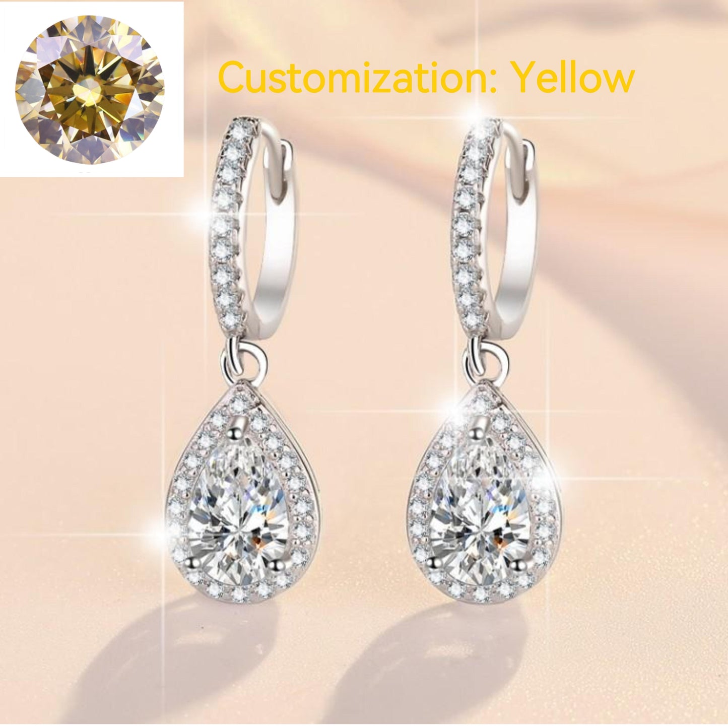 35. S925 Sterling Silver Pear-Shaped Earrings Synthetic Moissanite Earrings