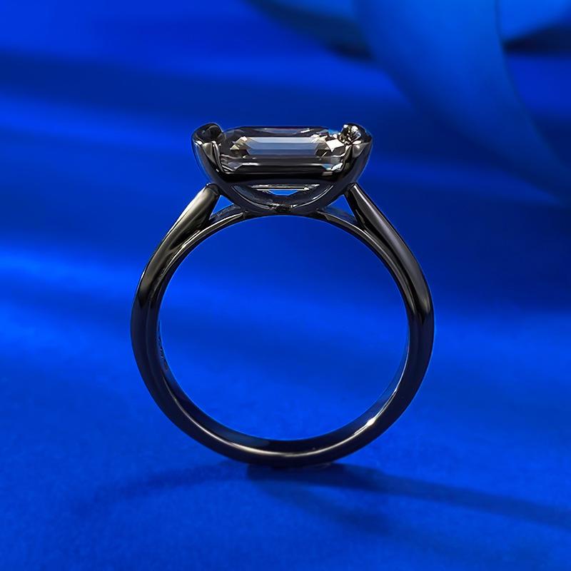 S925 Sterling Silver Black Golden Grandma Cut Transvers Rectangular Ring 6*9mm 6A Cubic Zirconia Ring fashion jewelry accessory woman girl promise ring Springtok-208(35%)