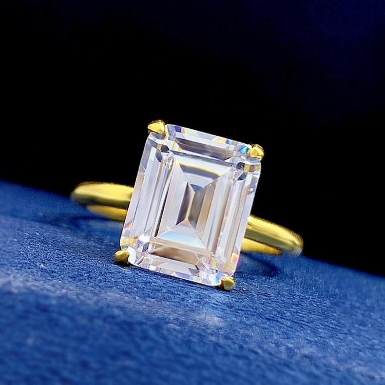 S925 Sterling Silver Grandma Cut Rock Sugar Ring 8*10mm 6A Cubic Zirconia Ring fashion jewelry accessory woman girl promise ring-413(35%)