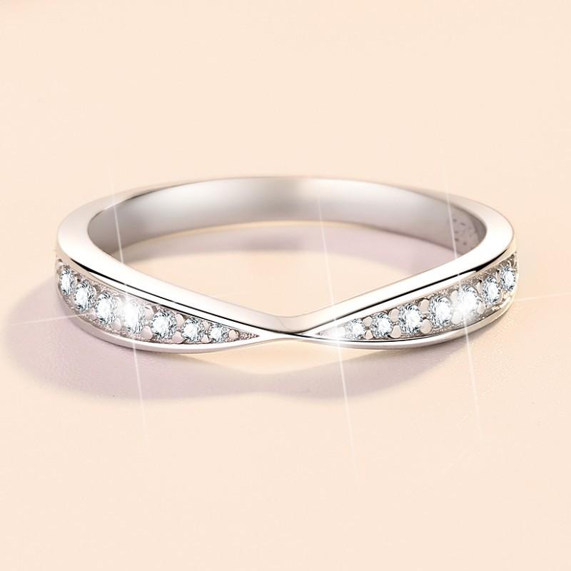 S925 Sterling Silver Small X-Shaped Ring Synthetic Moissanite Ring fashion jewelry accessory woman girl promise ring-169(35%)