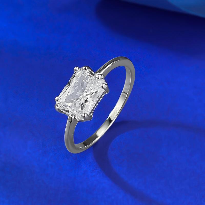 S925 Sterling Silver Transvers Rectangular 6A Cubic Zirconia Ring-154(45%)