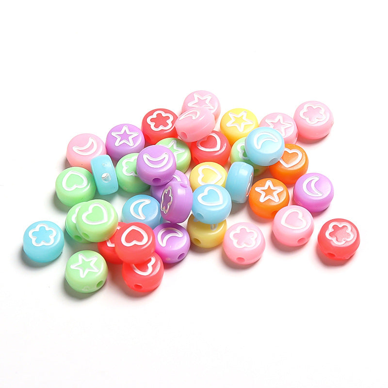 Acrylic Multi-Style Colorful Flat round Pattern Beads/Diy Beads/ Bracelet Beads Wholesale