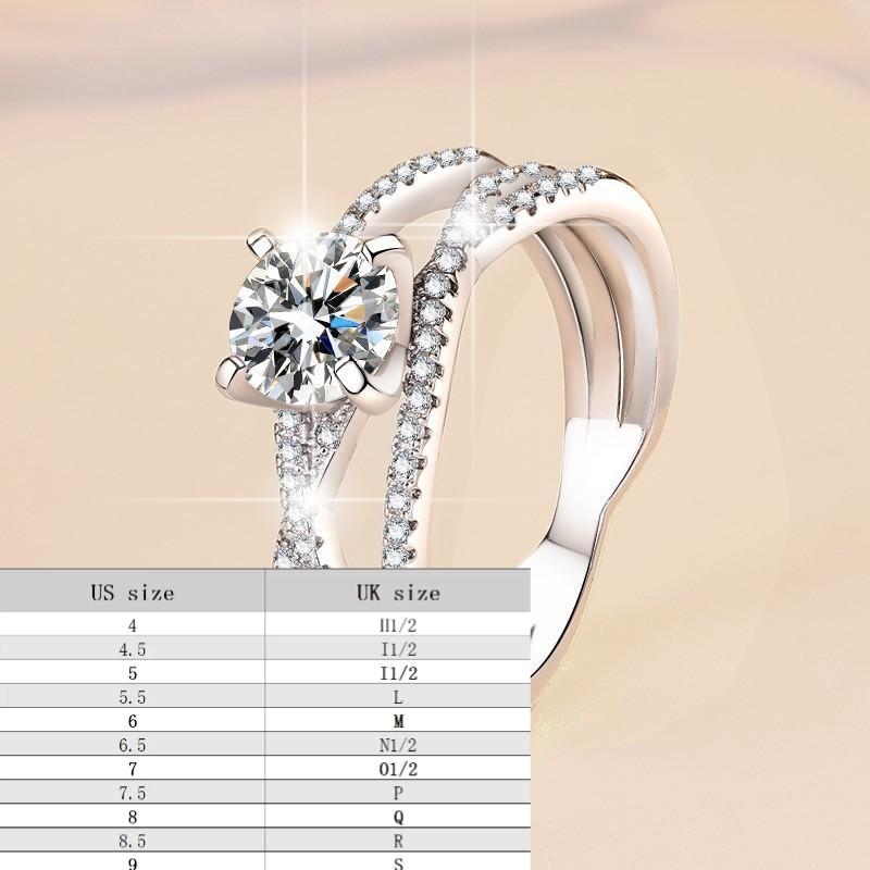 S925 Sterling Silver Eternal Love Ring Synthetic Moissanite Ring fashion jewelry accessory woman girl promise ring-190(35%)