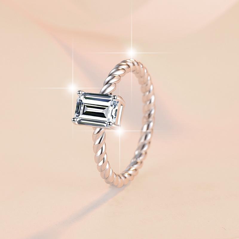 S925 Sterling Silver Vine Grandma cut Ring Synthetic Moissanite Ring 1Carat 5*7mm-241(35%)