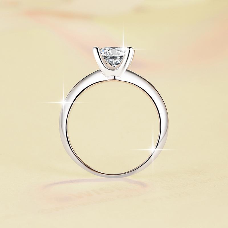 S925 Sterling Silver D Color Four-claw Princess Square Ring Synthetic Moissanite Ring 1.2Carat-469 young  moissanite(25%)