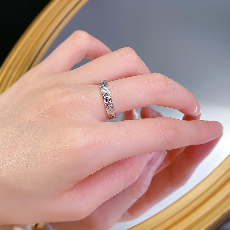 S925 Sterling Silver Crushed Ice Band Ring 6A Cubic Zirconia Ring fashion jewelry accessory woman girl promise ring-416(35%)