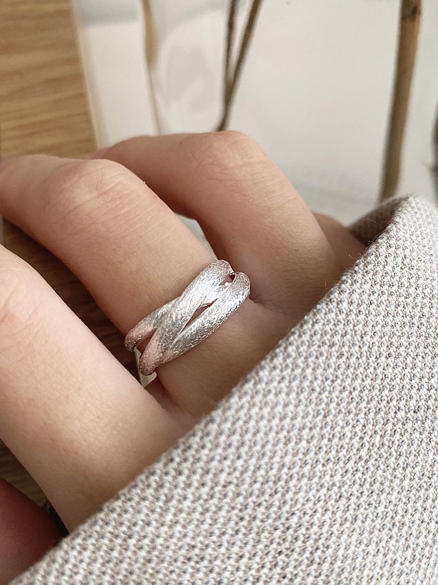 S925 Sterling Silver Multi-layer Cross Brushed Ring for Women Open Ring -553(45%)