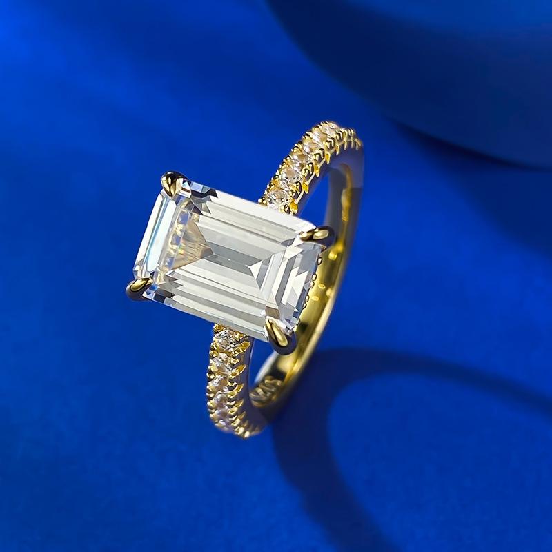 S925 Sterling Silver Grandma Cut Square Sugar Ring 7*10mm 6A Cubic Zirconia Ring Springtok-388(35%)