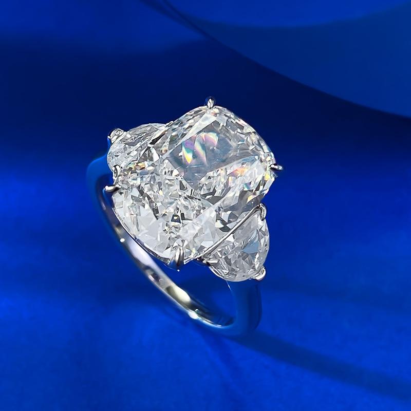 S925 Sterling Silver Ice Flower Cut Pigeon eggs Ring 9*13 8A Cubic Zirconia Ring fashion jewelry accessory woman girl promise ring-363(35%)