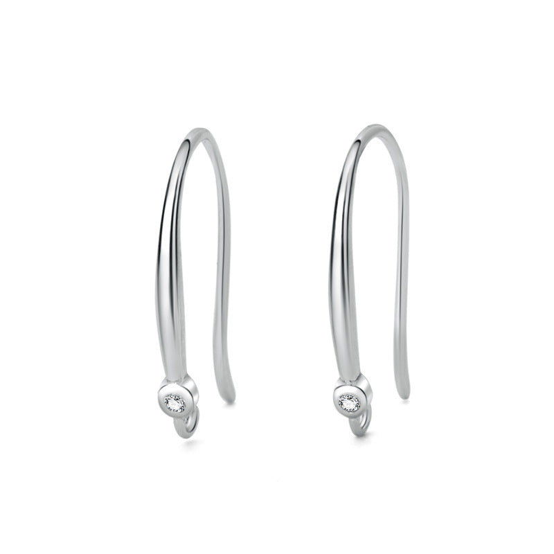 S925 sterling silver earhook, set with zircon, for jewelry DIY(A pair)