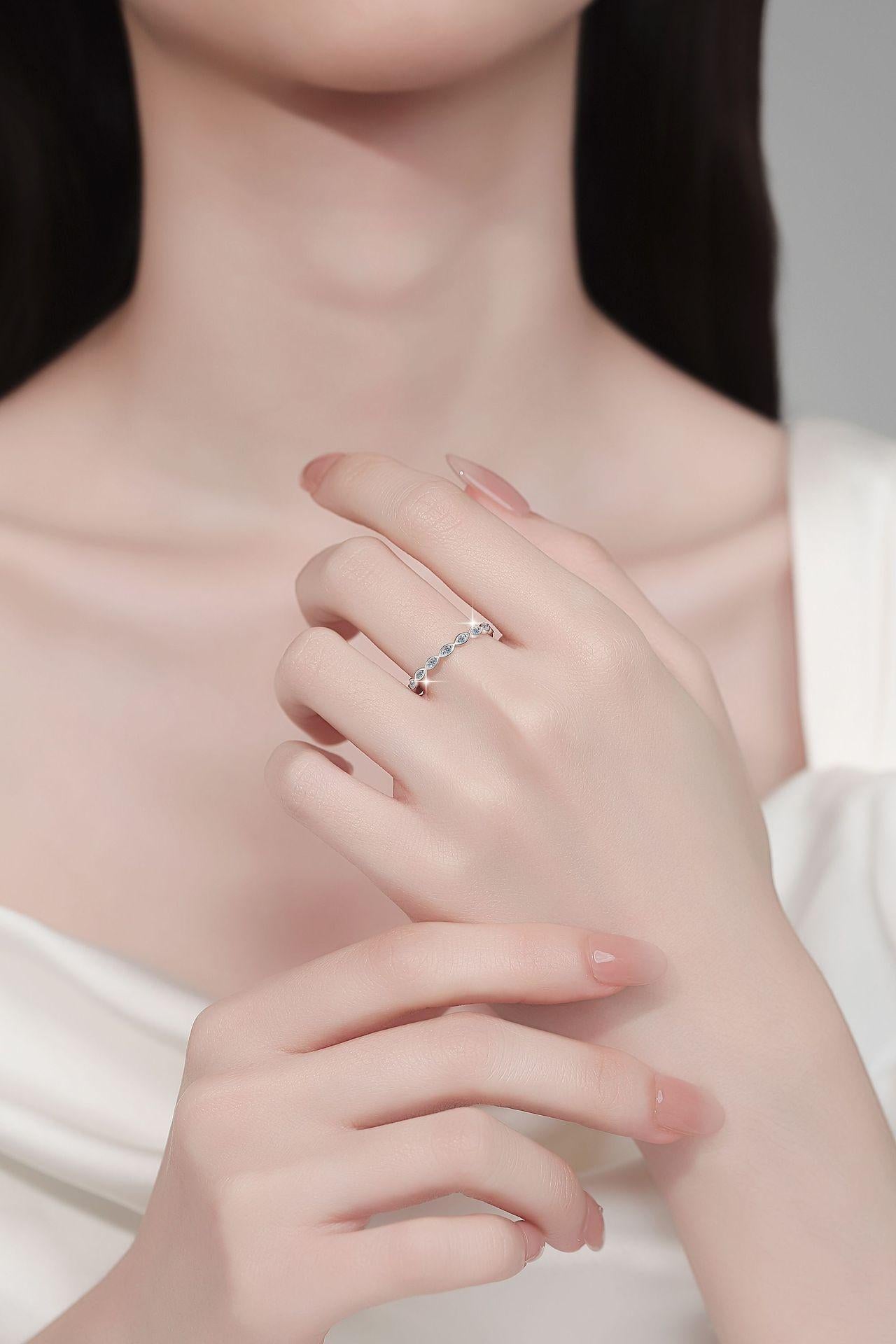 S925 Sterling Silver Stackable Band Ring Synthetic Moissanite Ring-569(35%)