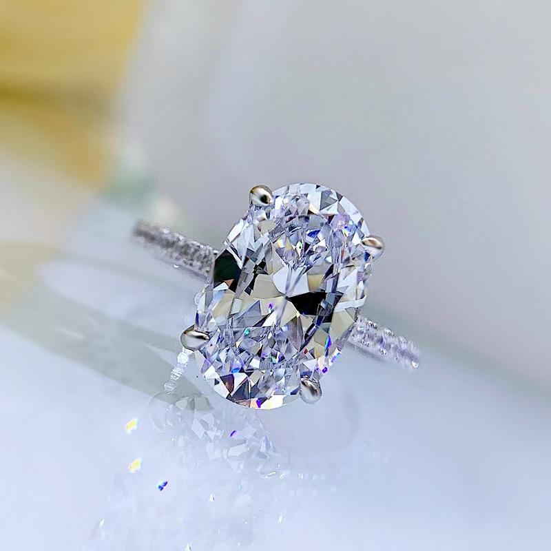 S925 Sterling Silver Radiant Cut Oval Four-Claw Ring 8*12 8A Cubic Zirconia Ring fashion jewelry accessory woman girl promise ring-119(35%)