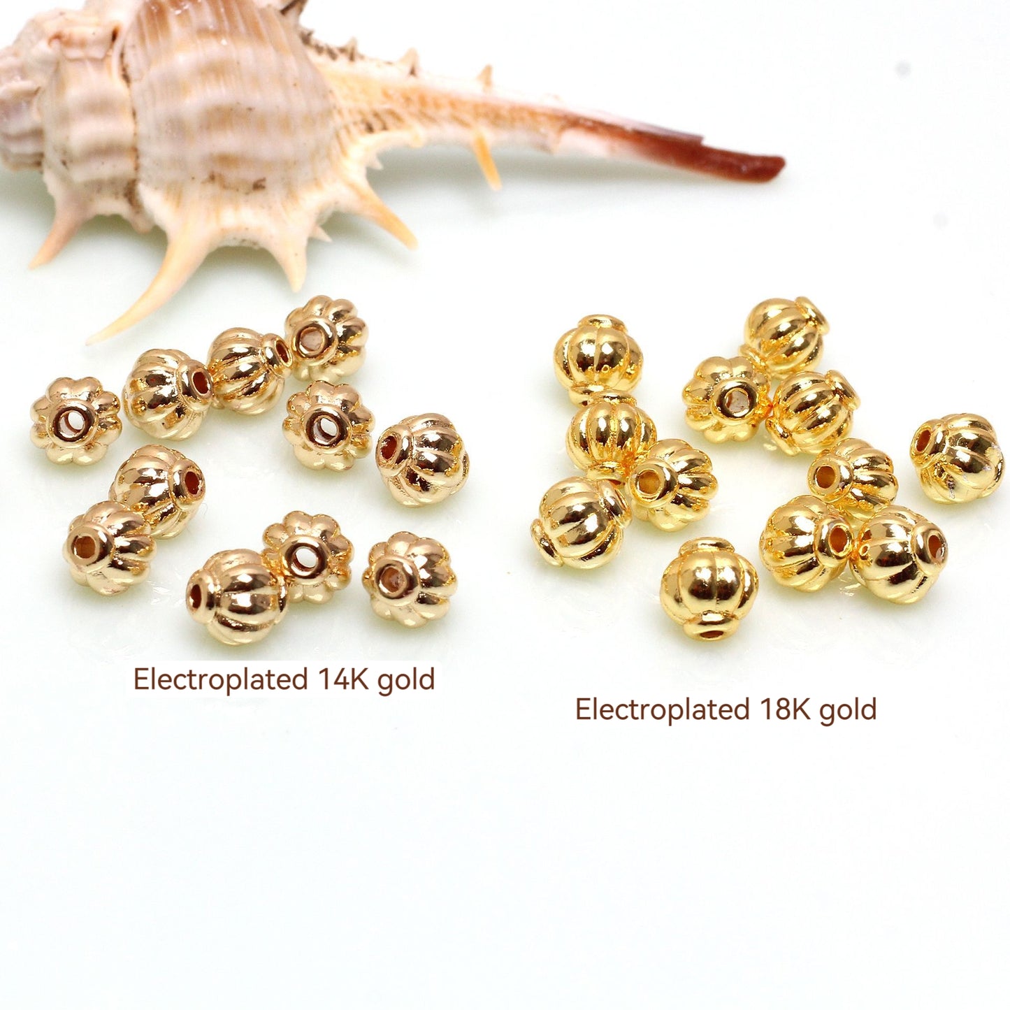 Pumpkin Shaped Alloy Beads For Jewelry DIY，Covered By 14/18K Real Gold Or Silver