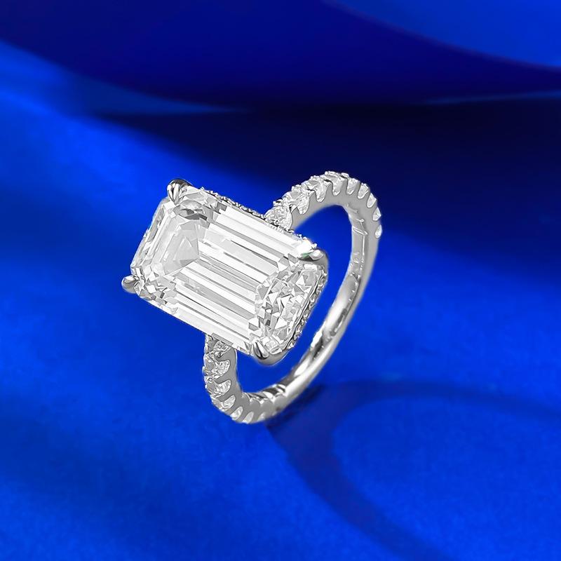 S925 Sterling Silver Grandma Cut Rectangular Ring 9*14mm 8A Cubic Zirconia Ring-576(35%)