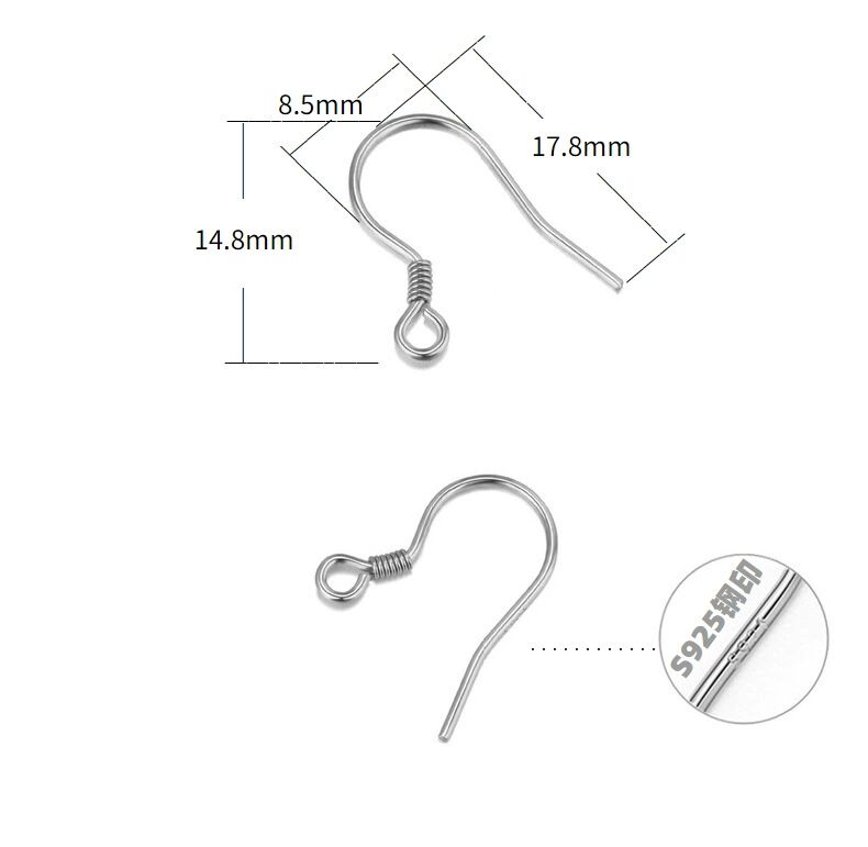 925 sterling silver ear hook, handmade DIY accessory material (2 pairs)