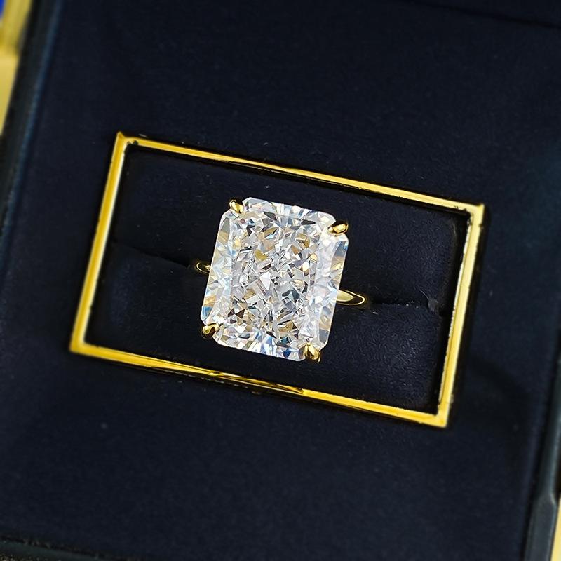 S925 Sterling Silver Ice Flower Cut Square Ring 12*14mm 8A Cubic Zirconia Ring fashion jewelry accessory woman girl promise ring-218(35%)