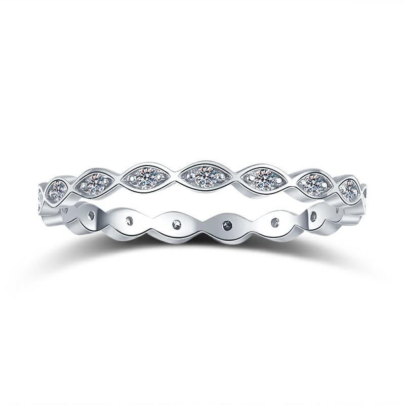 S925 Sterling Silver Stackable Band Ring Synthetic Moissanite Ring-569(35%)