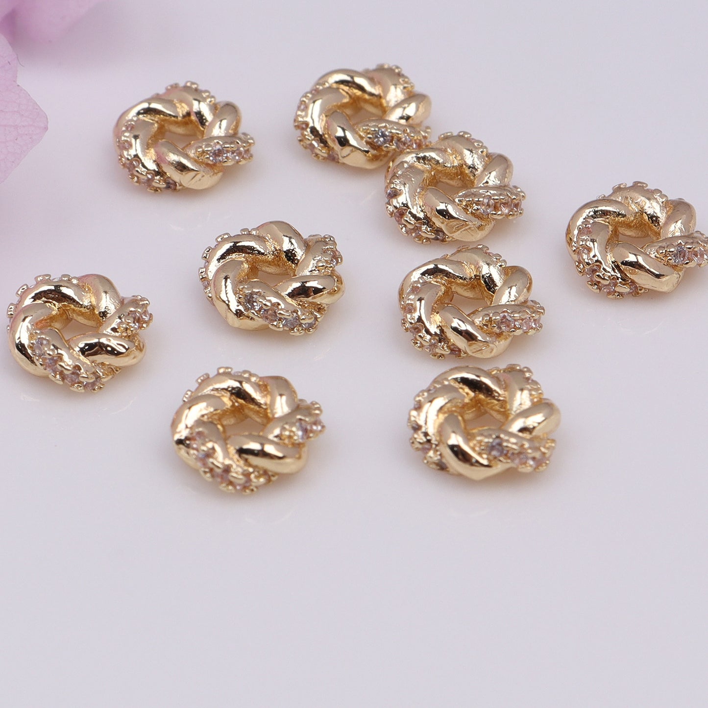 Twist Shaped Zircon Bead For Jewelry DIY，Covered by 14/18K Real Gold Or Silver