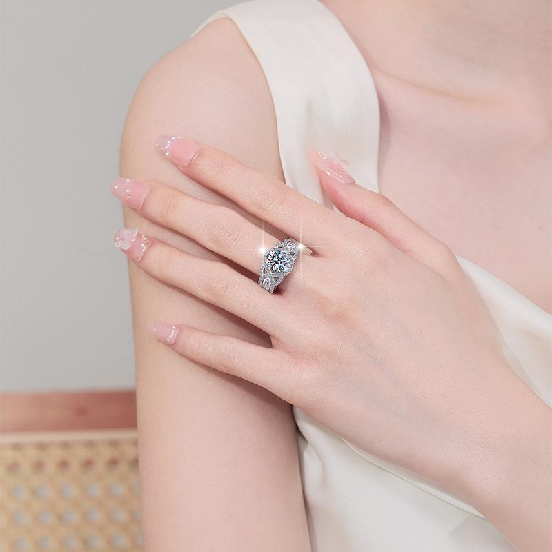 S925 Sterling Silver Oval Wide Ring Synthetic Moissanite Ring 2Carat-164(35%)