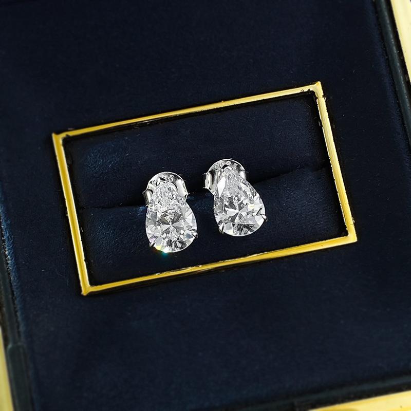S925 Sterling Silver Pear-Shaped Cut Ear Stud 7 * 9mm 6A Cubic Zirconia Earrings Daily Life Earrings-609(35%)