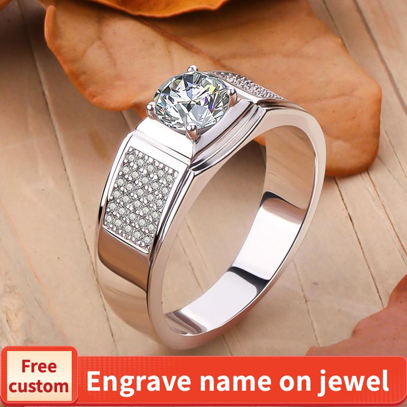 Synthetic Moissanite Sterling Silver Men's Little Starry Ring elegant luxury daily life engagement ring-203(35%)