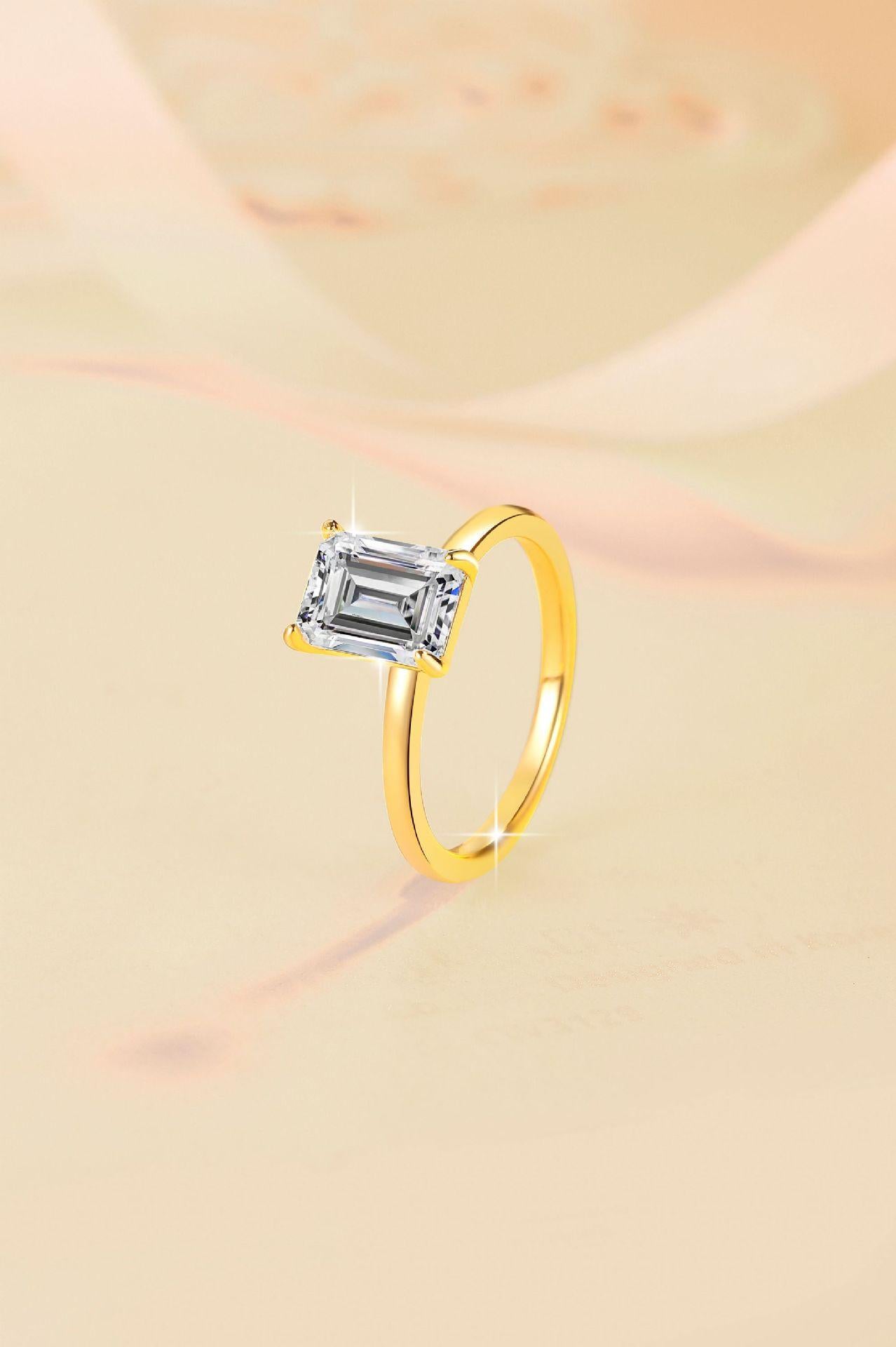 S925 Sterling Silver Grandma Rectangular Ring Synthetic Moissanite Ring 2Carat-447(25%)