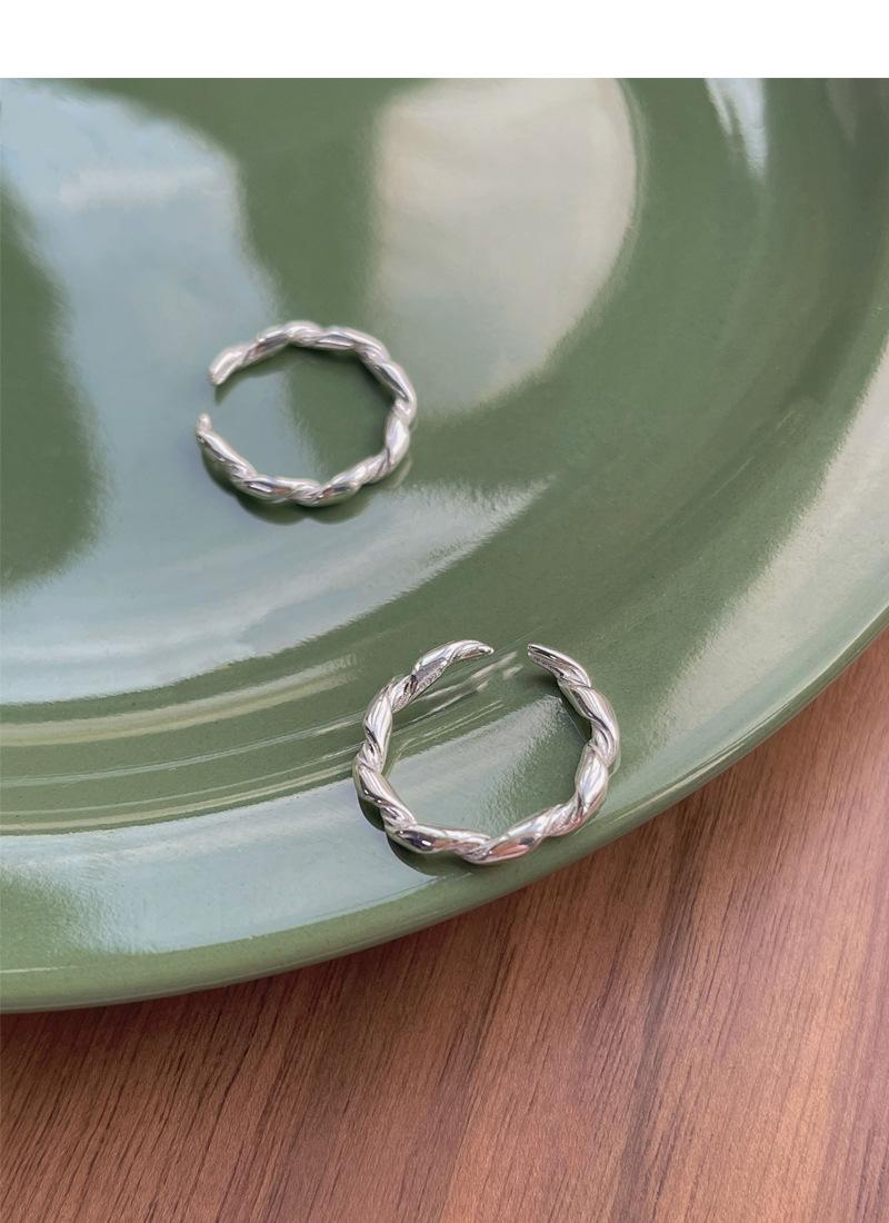 S925 Sterling Silver Simple Braided Twist Ring for Women Open Rings-545(45%)