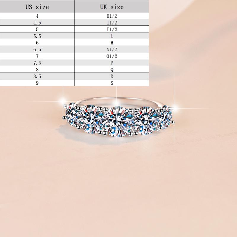 S925 Sterling Silver Five-stones Oval Ring Synthetic Moissanite Ring-242(35%)