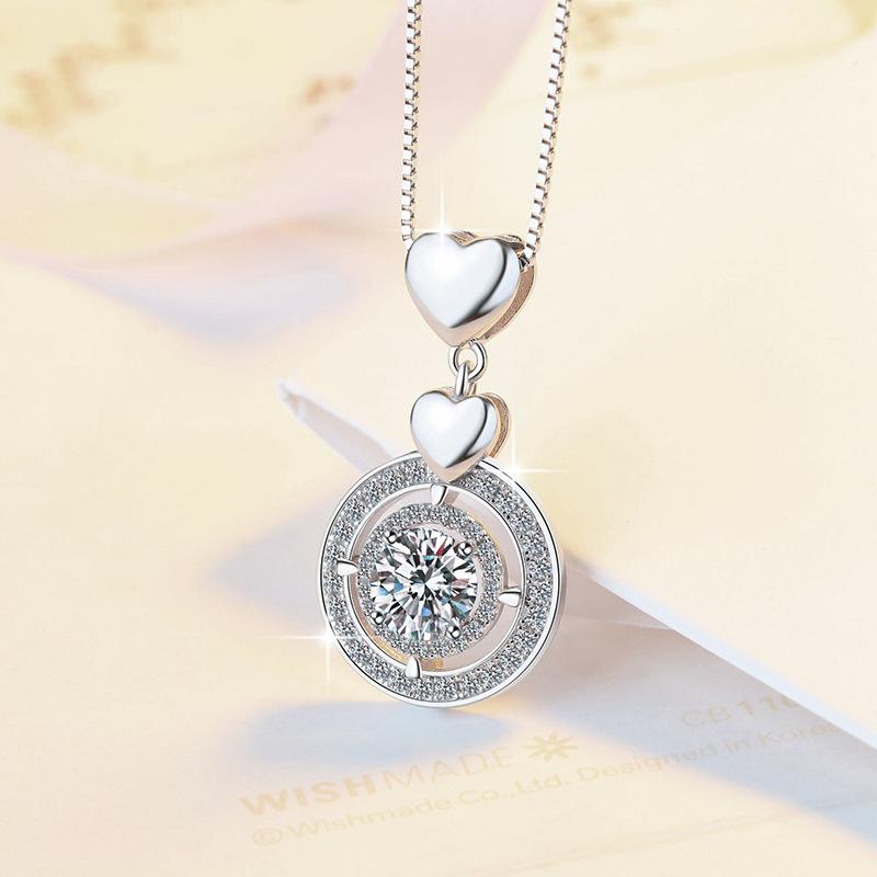 S925 Sterling Silver Synthetic Moissanite Halo Pendant birthday gift silver jewelry minimalist necklace pendant necklace(35%)