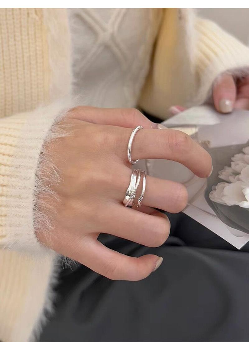 S925 Sterling Silver Simple Minimalist Open Ring for Women - 527(45%)