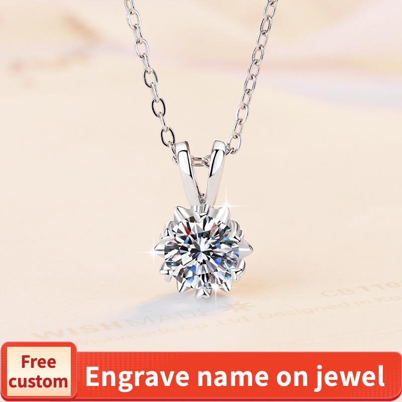 S925 Sterling Silver Snowflake Necklace Synthetic Moissanite Birthday Gift Minimalist Pendant Necklace-323(35%)
