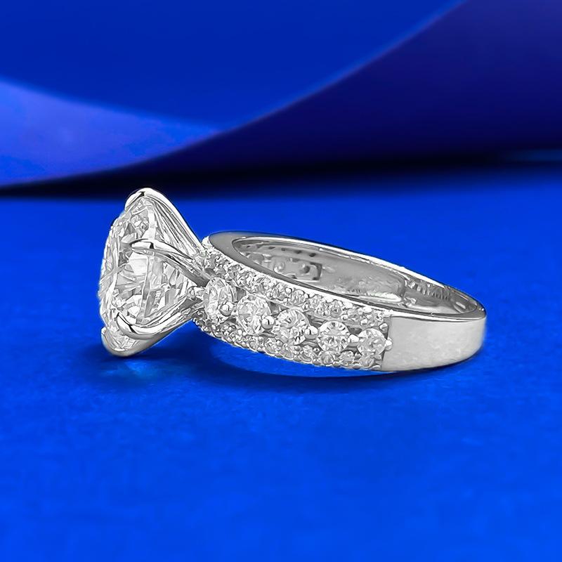 S925 Sterling Silver Round Six claws 10*10mm 6A Cubic Zirconia Ring-435(25%)