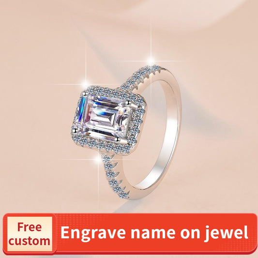 S925 Sterling Silver Grandmother Cut Ring Synthetic Moissanite Ring fashion jewelry accessory woman girl promise ring-191(35%)