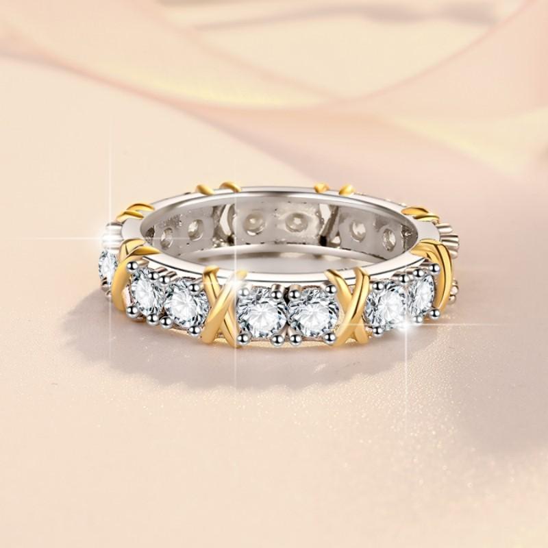 S925 Sterling Silver X-Shape Ring Synthetic Moissanite Ring fashion jewelry accessory woman girl promise ring-249(35%)
