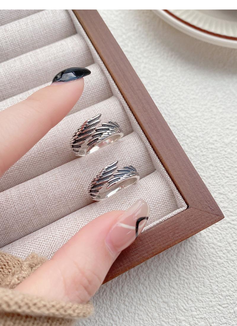 S925 Sterling Silver Vintage Angel Wings Couple Ring -547 weddingring(45%)