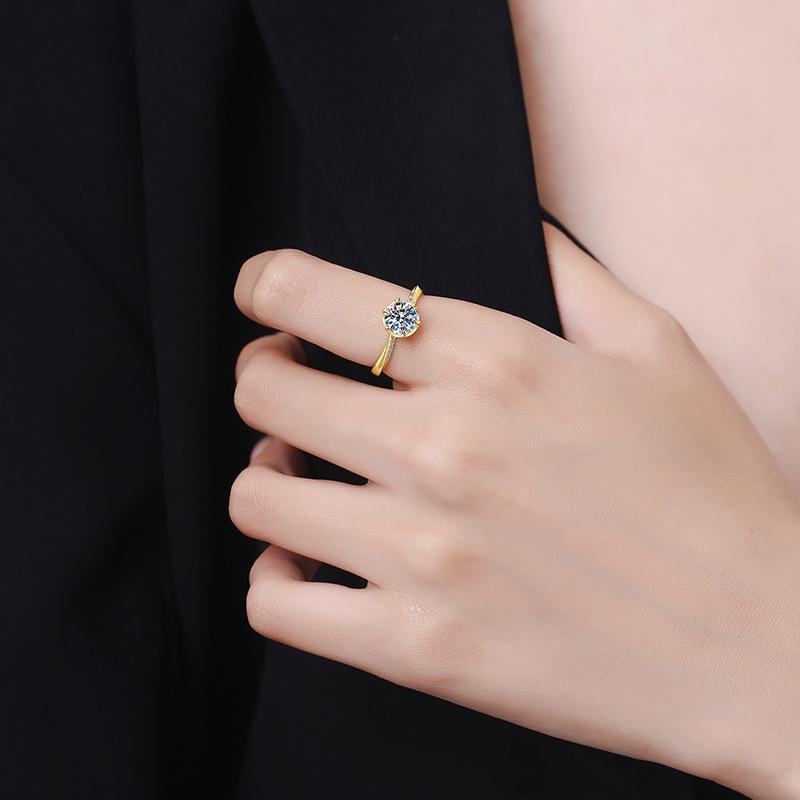 S925 Sterling Silver Snowflake Shaped Ring Synthetic Moissanite Ring-166(35%)