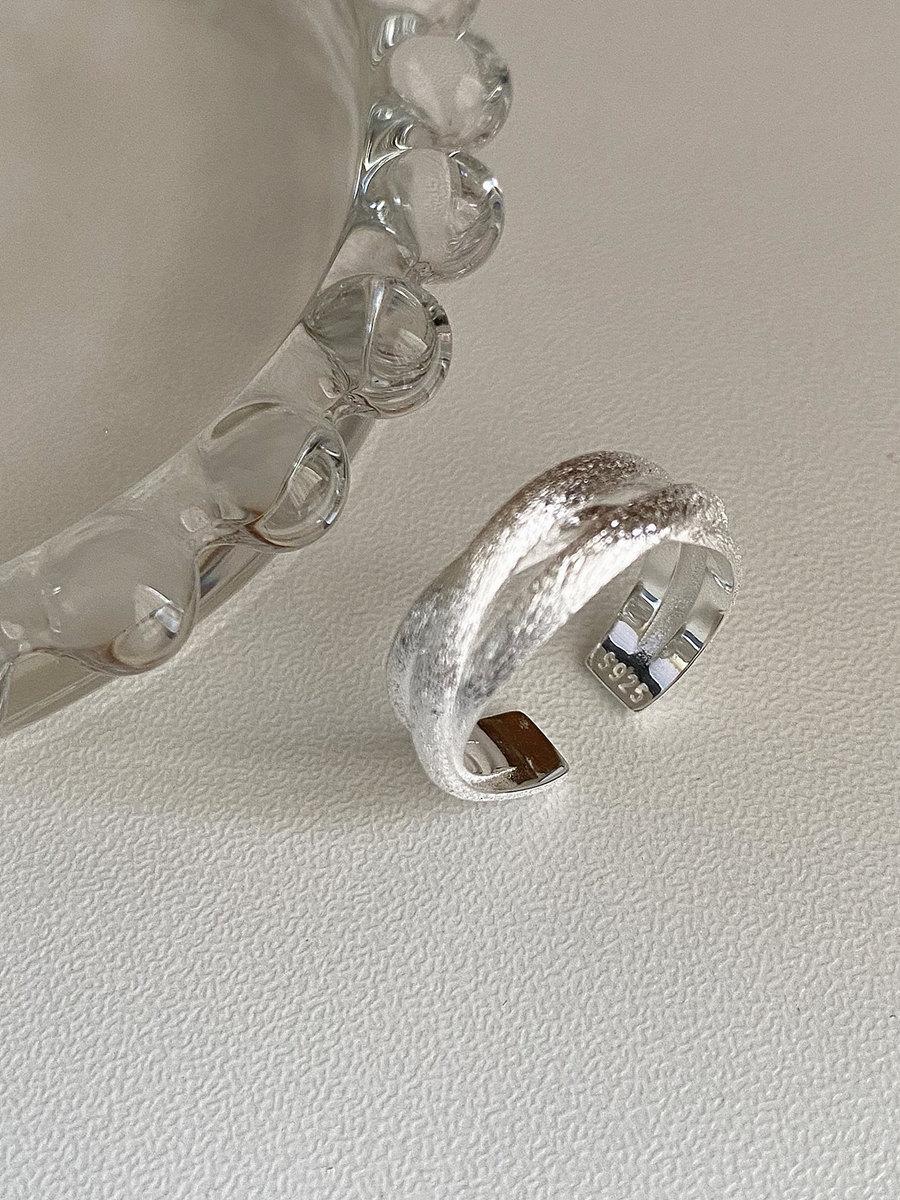 S925 Sterling Silver Multi-layer Cross Brushed Ring for Women Open Ring -553(45%)