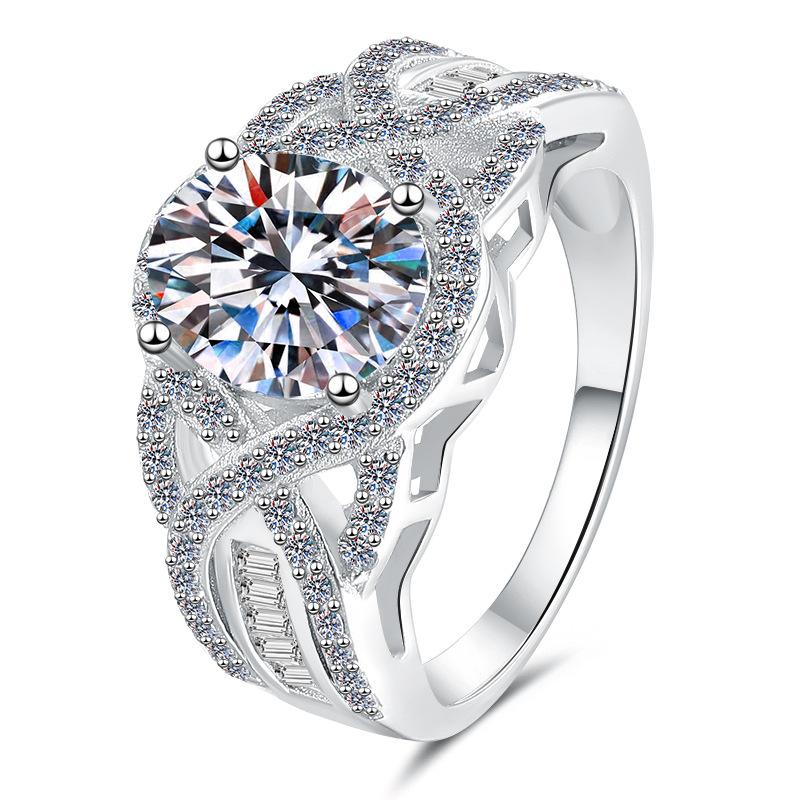 S925 Sterling Silver Oval Wide Ring Synthetic Moissanite Ring 2Carat-164(35%)