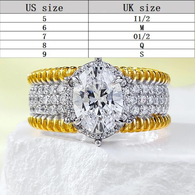 S925 Silver Wind Band Oval Cut Ring 6 * 8mm 6A Cubic Zirconia Ring fashion jewelry accessory woman girl promise ring Springtok-352(35%)