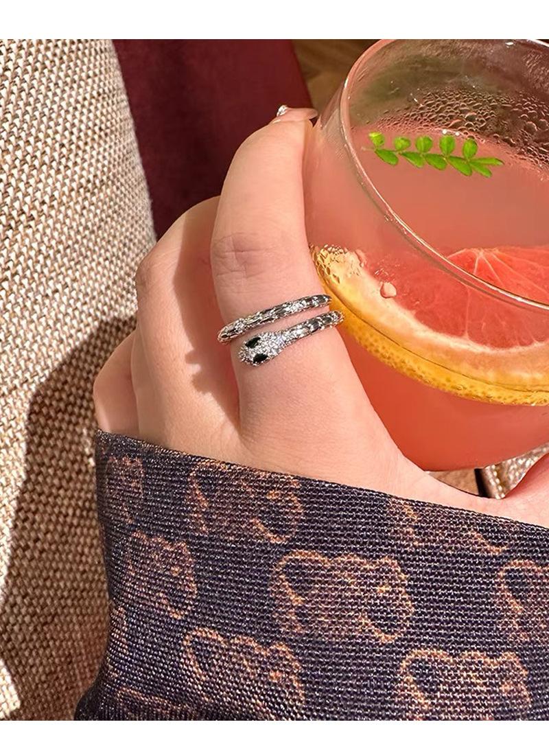S925 Sterling Silver Snake Ring for Women, Adjustable Open Design - 628(45%)