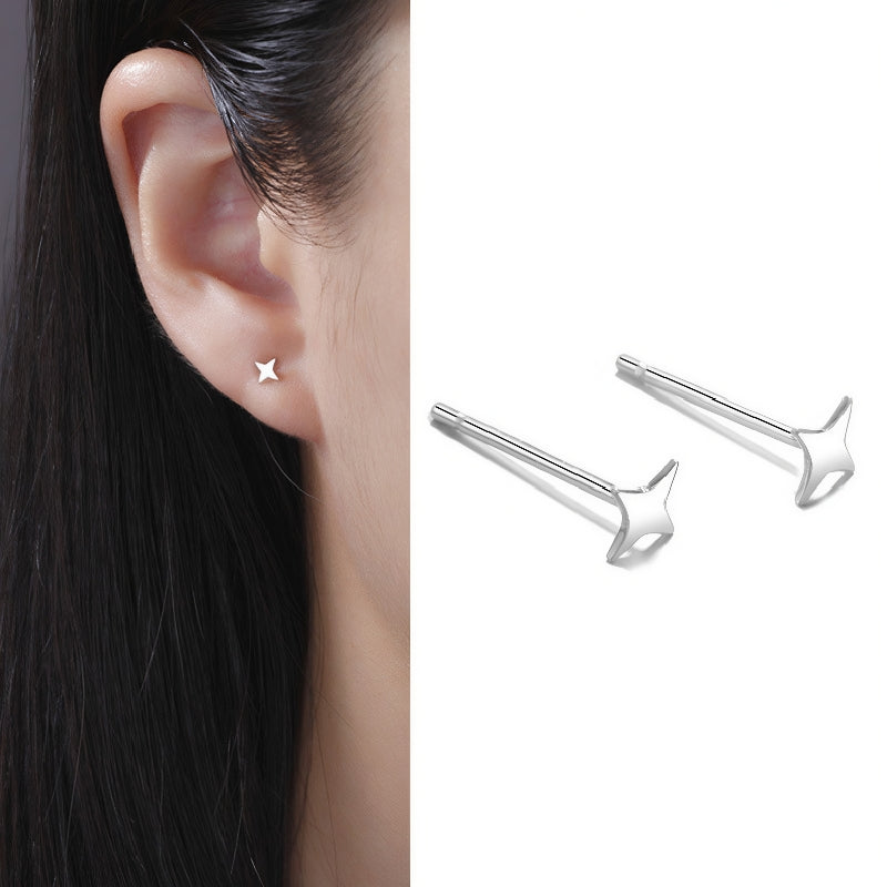 S999 Full Silver Ear Stud, Nourishing Ear Piercing, Prevent Allergies(A pair)