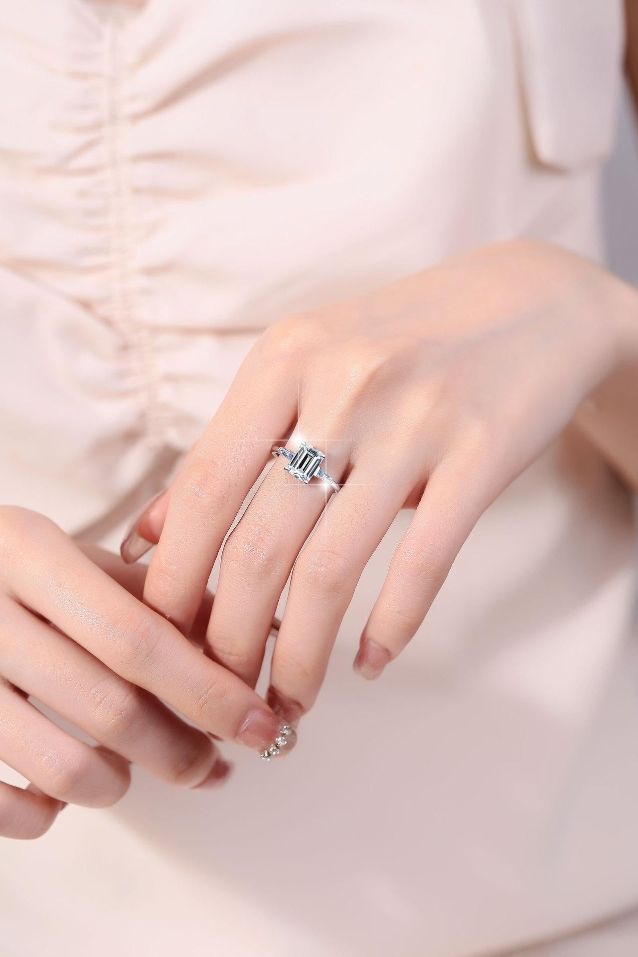 S925 Sterling Silver Grandmother Cut Ring/2 Karat/Synthetic Moissanite Ring fashion jewelry accessory woman girl promise ring-199(35%)