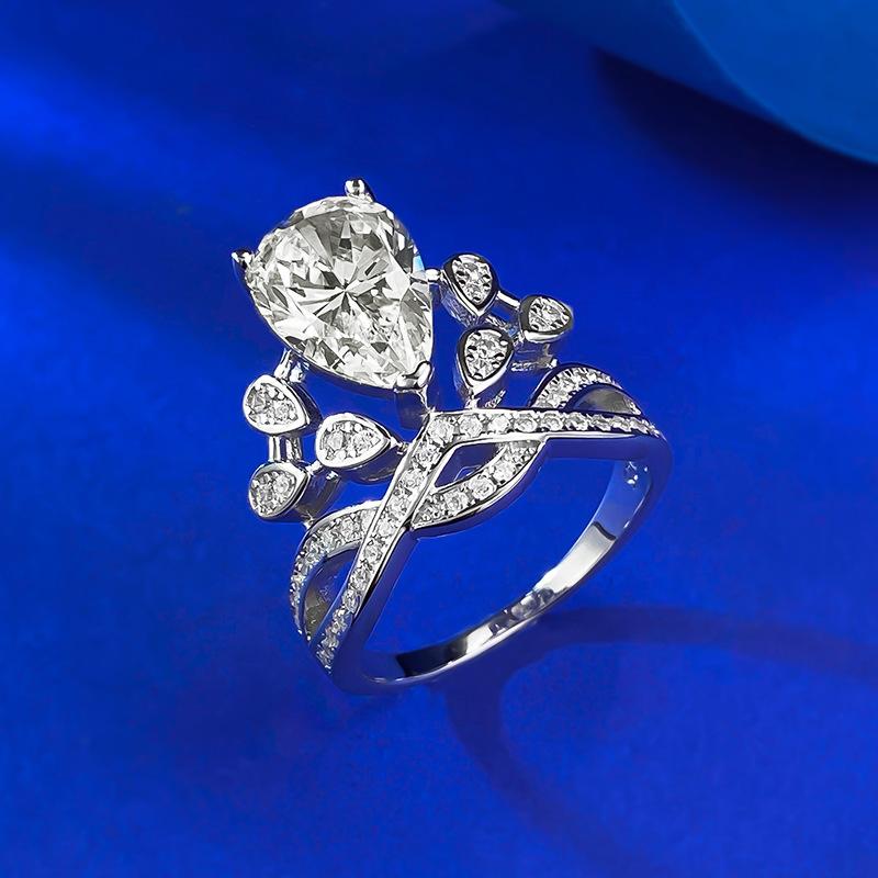 S925 sterling silver oval cut pear-shaped water drop Ring 8*12mm 6A cubic zirconia ring fashion jewelry accessory woman girl promise ring-338(35%)